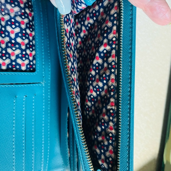 NWOT Beautiful Turquoise Long TORY BIRCH Authentic Wallet with stunning inside! - Picture 3 of 9